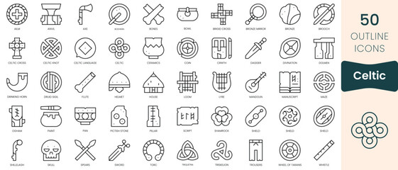 Fototapeta na wymiar Set of celtic icons. Thin linear style icons Pack. Vector Illustration