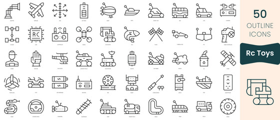 Set of rc toys icons. Thin linear style icons Pack. Vector Illustration