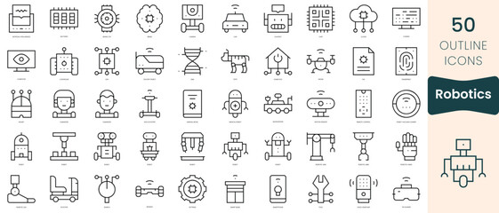 Obraz na płótnie Canvas Set of robotics icons. Thin linear style icons Pack. Vector Illustration