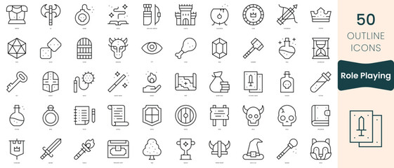 Obraz na płótnie Canvas Set of role playing icons. Thin linear style icons Pack. Vector Illustration