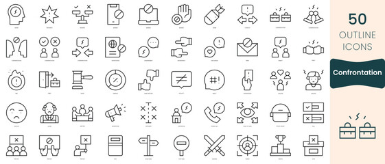 Set of confrontation icons. Thin linear style icons Pack. Vector Illustration