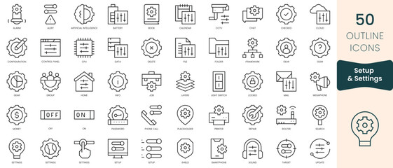 Fototapeta na wymiar Set of setup and settings icons. Thin linear style icons Pack. Vector Illustration