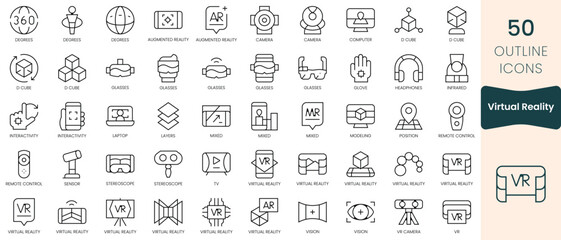 Obraz na płótnie Canvas Set of virtual reality icons. Thin linear style icons Pack. Vector Illustration