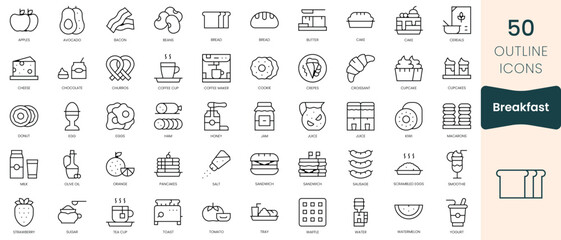 Naklejka na ściany i meble Set of breakfast icons. Thin linear style icons Pack. Vector Illustration