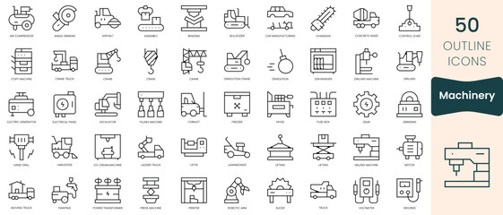 Obraz na płótnie Canvas Set of machinery icons. Thin linear style icons Pack. Vector Illustration