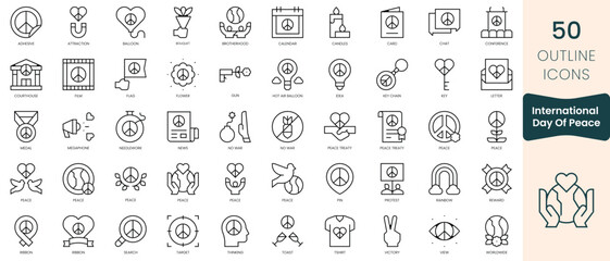 Obraz na płótnie Canvas Set of international day of peace icons. Thin linear style icons Pack. Vector Illustration