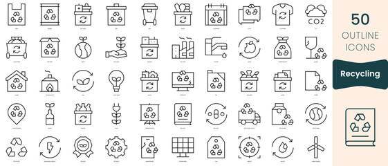 Set of recycling icons. Thin linear style icons Pack. Vector Illustration