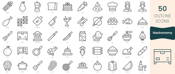 Set of gastronomy icons. Thin linear style icons Pack. Vector Illustration