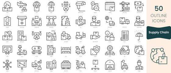 Set of supply chain icons. Thin linear style icons Pack. Vector Illustration