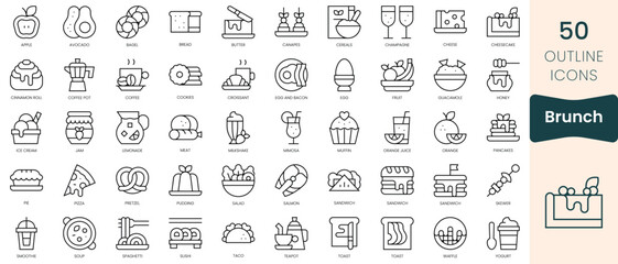 Obraz na płótnie Canvas Set of brunch icons. Thin linear style icons Pack. Vector Illustration
