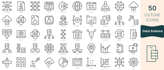 Fototapeta na wymiar Set of data science icons. Thin linear style icons Pack. Vector Illustration