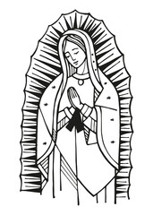 Hand drawn illustration of Guadalupe's Virgin.hand drawn illustration of Guadalupe´s Virgin. - obrazy, fototapety, plakaty