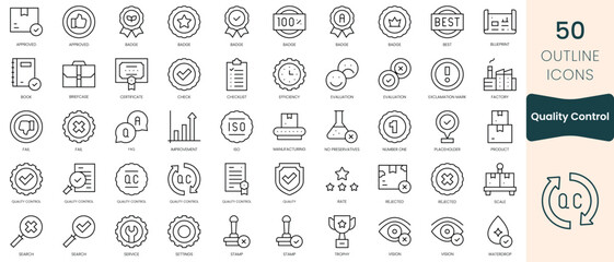 Set of quality control icons. Thin linear style icons Pack. Vector Illustration - obrazy, fototapety, plakaty