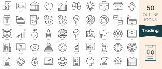 Set of trading icons. Thin linear style icons Pack. Vector Illustration