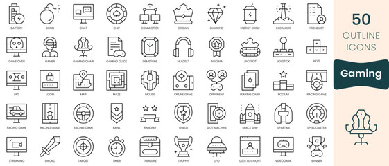 Fototapeta na wymiar Set of gaming icons. Thin linear style icons Pack. Vector Illustration