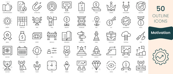 Set of motivation icons. Thin linear style icons Pack. Vector Illustration