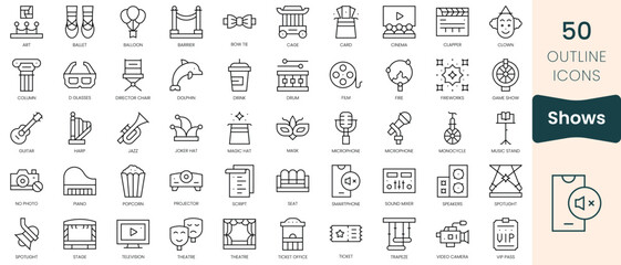 Obraz na płótnie Canvas Set of shows icons. Thin linear style icons Pack. Vector Illustration