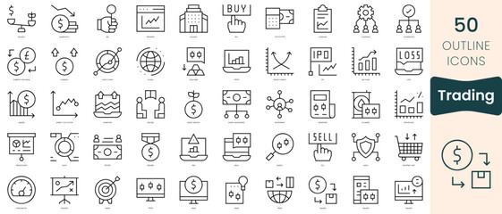 Fototapeta na wymiar Set of trading icons. Thin linear style icons Pack. Vector Illustration