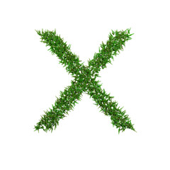 Upper letters of green grass alphabet isolated on white background. 3d illustration