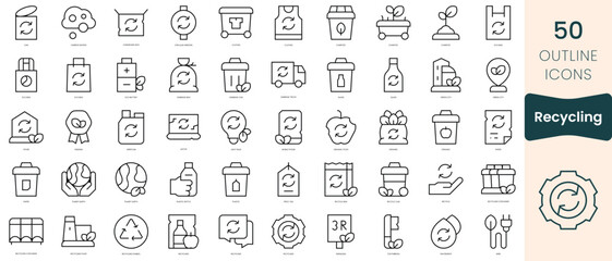 Obraz na płótnie Canvas Set of recycling icons. Thin linear style icons Pack. Vector Illustration