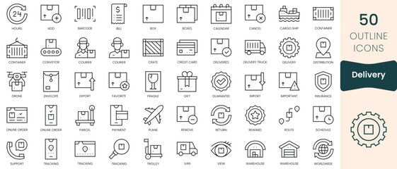 Obraz na płótnie Canvas Set of delivery icons. Thin linear style icons Pack. Vector Illustration