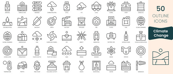 Fototapeta na wymiar Set of climate change icons. Thin linear style icons Pack. Vector Illustration