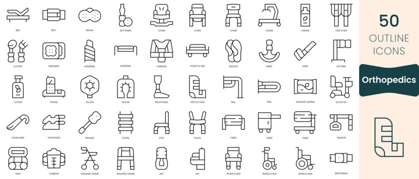 Set of orthopedics icons. Thin linear style icons Pack. Vector Illustration