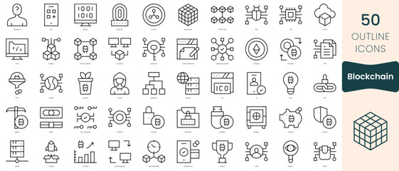Plakat Set of blockchain icons. Thin linear style icons Pack. Vector Illustration