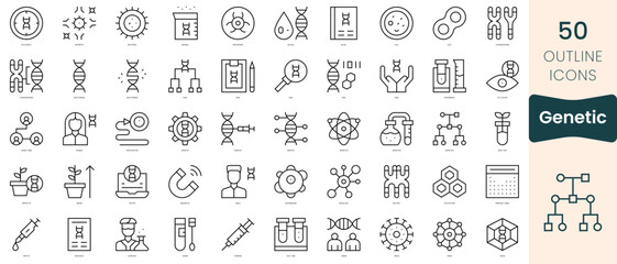 Fototapeta na wymiar Set of genetic icons. Thin linear style icons Pack. Vector Illustration