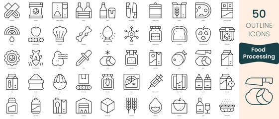 Set of food processing icons. Thin linear style icons Pack. Vector Illustration