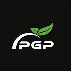 PGP letter nature logo design on black background. PGP creative initials letter leaf logo concept. PGP letter design.
