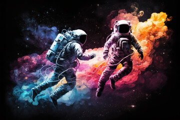 Fototapeta na wymiar Astronauts in space - Ai, Ai Generative