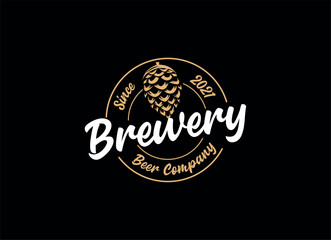 Craft beer brewery label logo design template. Liquor logo for pub and bar club