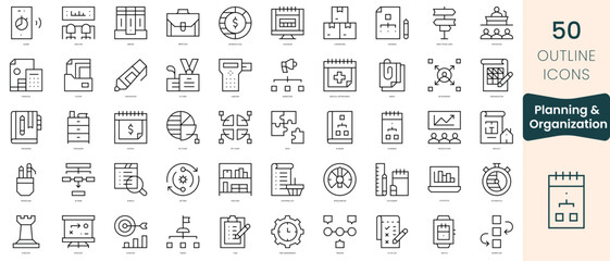 Fototapeta na wymiar Set of planning and organization icons. Thin linear style icons Pack. Vector Illustration