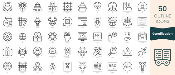 Obraz na płótnie Canvas Set of gamification icons. Thin linear style icons Pack. Vector Illustration