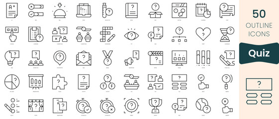 Set of quiz icons. Thin linear style icons Pack. Vector Illustration