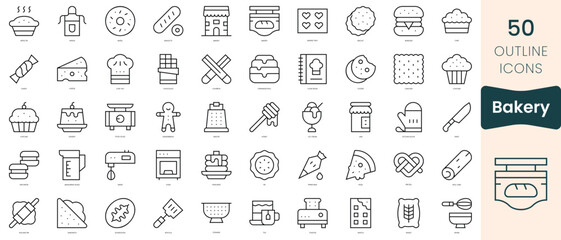 Obraz na płótnie Canvas Set of bakery icons. Thin linear style icons Pack. Vector Illustration