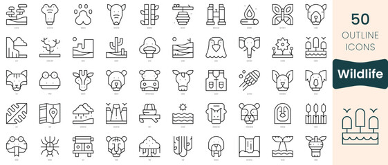 Set of wildlife icons. Thin linear style icons Pack. Vector Illustration