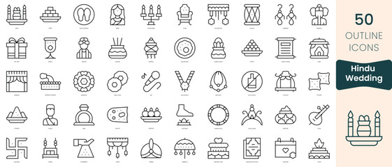 Fototapeta na wymiar Set of hindu wedding icons. Thin linear style icons Pack. Vector Illustration