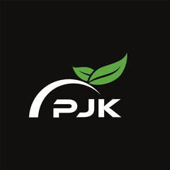 PJK letter nature logo design on black background. PJK creative initials letter leaf logo concept. PJK letter design.