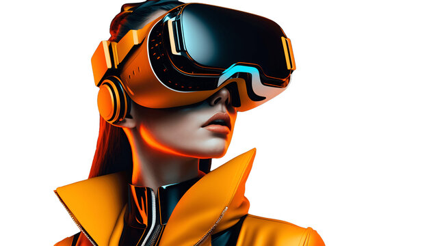 Woman Wearing VR Glasses Futuristic Fashion  Transparent