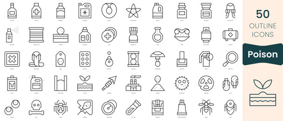 Set of poison icons. Thin linear style icons Pack. Vector Illustration