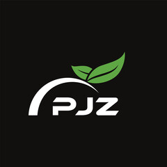 PJZ letter nature logo design on black background. PJZ creative initials letter leaf logo concept. PJZ letter design.