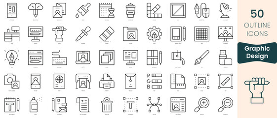 Set of graphic design icons. Thin linear style icons Pack. Vector Illustration