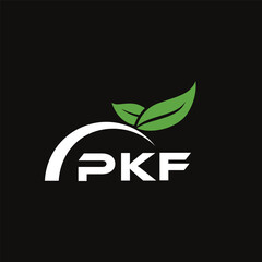 PKF letter nature logo design on black background. PKF creative initials letter leaf logo concept. PKF letter design.