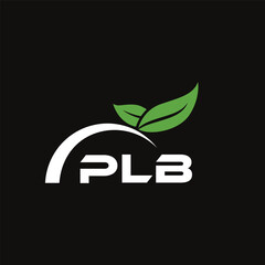 Fototapeta premium PLB letter nature logo design on black background. PLB creative initials letter leaf logo concept. PLB letter design.