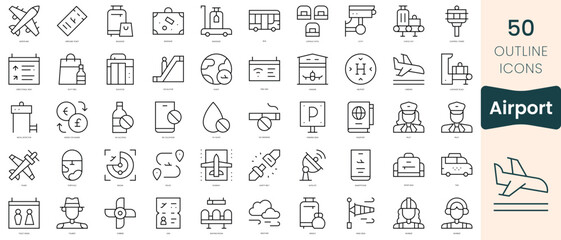 Fototapeta na wymiar Set of airport icons. Thin linear style icons Pack. Vector Illustration