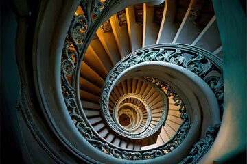 Directly Above Shot Of Spiral Staircase In Building