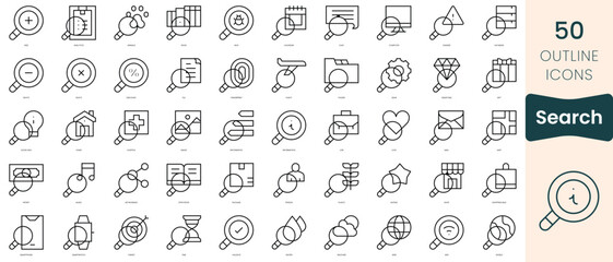 Set of search icons. Thin linear style icons Pack. Vector Illustration