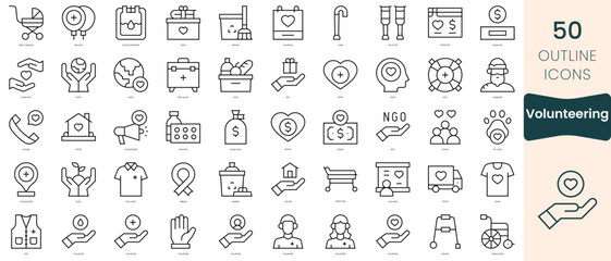 Obraz na płótnie Canvas Set of volunteering icons. Thin linear style icons Pack. Vector Illustration